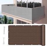 Merkloos Balkon Inkijkbescherming - Privacy Scherm Tuin - Balkon Afschermen - HDPE 220 g/m² - 110 x 250 cm - Bruin