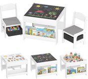 HOMCOM Kindertafel en -stoelenset - MDF - 61,5 x 61,5 x 48 cm - Grijs