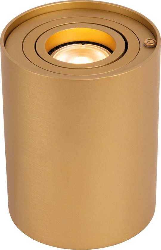 Lucide TUBE - Tafellamp - Ø 9,6 cm - LED 3 StepDim - GU10 - 1x5W 2700K - Mat Goud / Messing