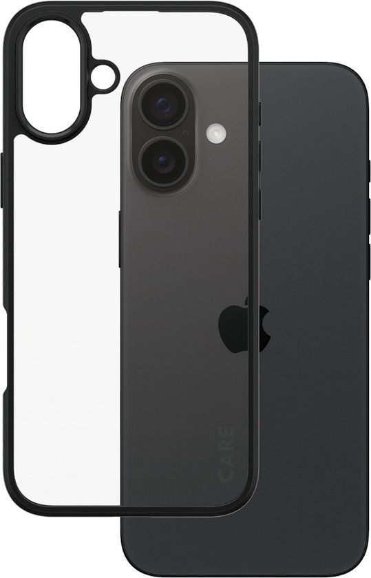 PanzerGlass CARE™ by ® Urban Combat Case Transparent w. Black Frame iPhone 16 Plus mobiele telefoon behuizingen Hoes Transparant