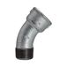 Riegler TFB 40-114 Bogen 40, 45°, IG/AG, Rp/R 1 1/4, bedrijfstemperatuur -20 °C tot 300 °C, zwart gietijzer, thermisch verzinkt, DIN EN 10242