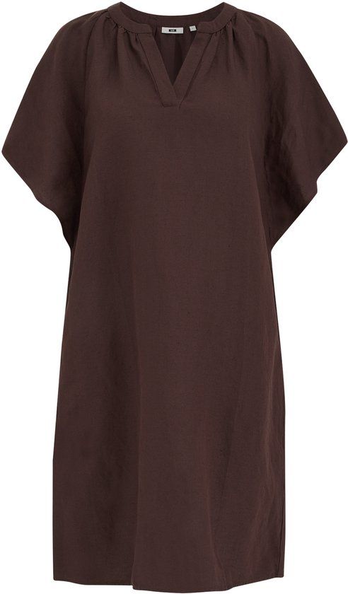 WE Fashion Dames midi jurk van linnenmix