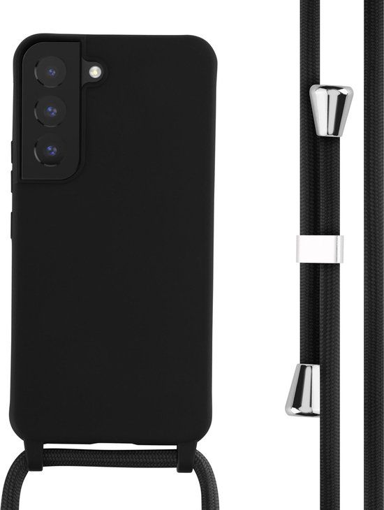 iMoshion Hoesje Samsung Galaxy S22 - Siliconen hoesje met koord - Zwart