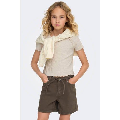 ONLY KIDS ONLY GIRL T-shirt rib gebreid beige