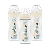 DODIE Set van 3 zuigflessen, multi-geperforeerd, anti-koliek, 330 ml, blauw