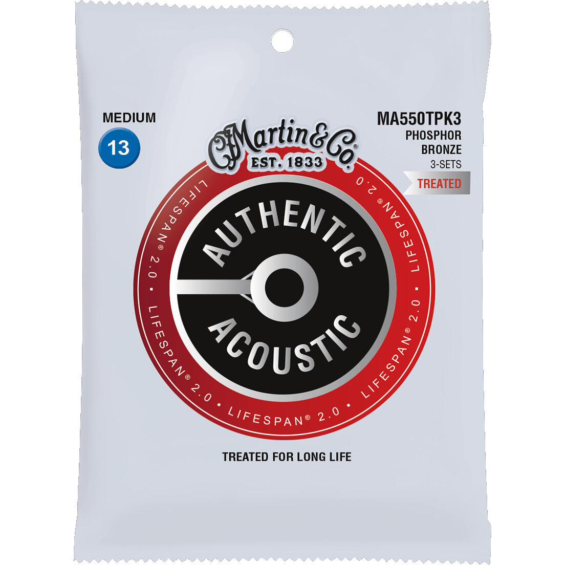 Martin Strings MA550TPK3 Lifespan 2.0 Phosphor Bronze 3-Pack