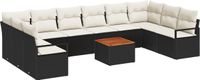 vidaXL Tuinbank - Set - 11 - st - Zwart - poly - rattan