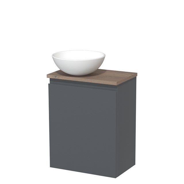 Maxaro Modulo Toiletmeubel - 41 cm - Donkergrijs - Middenbruin Eiken