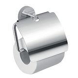 Gedy G-Osaka Toiletpapier, afgedekt, verchroomd, afmetingen 13,6 x 13,5 x 5,2 cm, rolhouder van crmall, roestvrij staal en container van gesatineerd glas, 10 jaar garantie, R&E-design, uniek