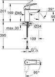 GROHE Eurosmart Waschtischarmatur S-Size Chrom