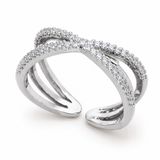 Cilla Jewels Zilverkleurige Verstelbare Damesring met Kruisende Zirkoniabanden