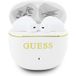 Guess Kit mains libres Bluetooth Glossy Gold Line Classic, TWS, Blanc
