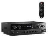 Donner Stereo-ontvangers Home Audio Versterker, Premium 1000W Max Power 4-kanaals versterker met Bluetooth 5.0, USB, FM, 2 Mic-in, Echo, RCA, glasvezel/coaxiale ingang voor thuis, karaoke