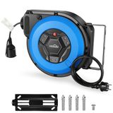 Professionele automatische kabelhaspel met houder, 15 m + 2 m, wand- en plafondmontage, intrekbare stroomtrommel, 1500 W ~ 3000 W, automatische kabelhaspel, 180 graden draaibaar, beschermingsniveau