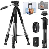 K&F CONCEPT Statief voor mobiele telefoon, licht, draagbaar, 190 cm, S255A3+BV01, 5-zijdige profielbuis, voor DSLR, digitale spiegelreflexcamera, mobiele telefoon enz.