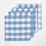 Homescapes Blauw Geruite Katoenen Servetten - Set van 4