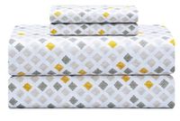 Feather & Stitch 4-delige beddengoedset, 100% zacht katoen, voor tweepersoonsbed, perkal weefsel, 40,6 cm diepe zak, verkoelende lakens, ademend, diamantgeel