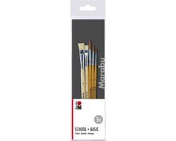 Marabu Penselenset - Basis School Set - 5 penselen plat en rond