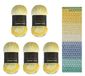 Wollbiene Summer Touch Batik 5 x 100 gram wol meerkleurig met kleurverloop, 500 gram gemerceriseerde breiwol microvezel-acryl (500 geel-blauw mint)