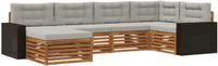 vidaXL Hoek loungeset 6-delig Naturel en lichtgrijs Acacia hout