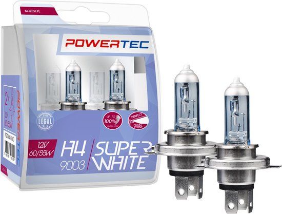 Powertec SuperWhite H4 12V Set - Halogeenlamp - 1 paar