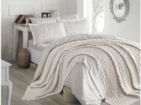 Homemania CA16001 Plaid en deken van kunststof, natuur, tweepersoonsbed King Size, 240 x 220 x 0,1 cm