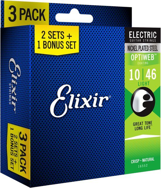 Elixir 16552 3-Pack Electric Optiweb Light 10-46 19052