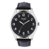 Lucardi Heren Regal Heren Horloge Zwart PU leer