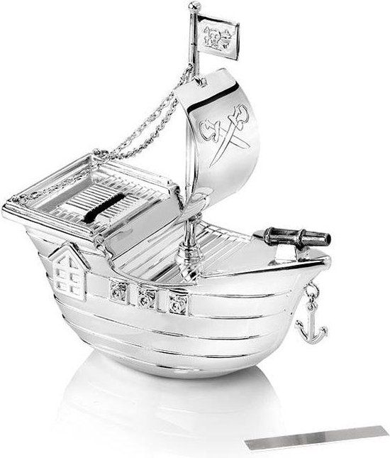 Zilverstad Spaarpot Piratenboot Zilver - Jongens en Meisjes
