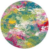 Safavieh Abstract tapijt voor woonkamer, eetkamer, slaapkamer - Watercolor Collection, korte pool, groen en fuchsia, 91 x 91 cm