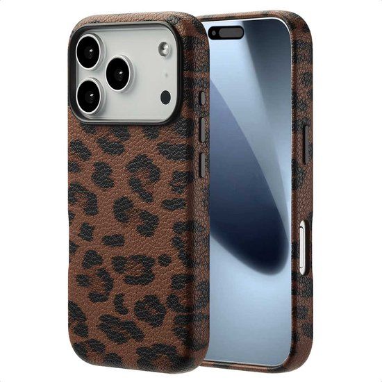 Selencia Sabi Backcover panterprint geschikt voor MagSafe - Mocha Brown - Apple iPhone 17 Pro