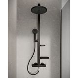 Ideal Standard Alu+ Colonne de Douche Thermostatique Ø260mm 2 Jets + Douchette 2 Jets + 2 Tablettes Noir Mat