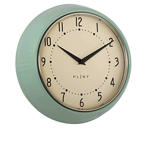 plint Retro Wall Clock Silent Non-Ticking Decorative Leaf Color Wall Clock, Retro Style Wall Decoration for Kitchen Living Room Home, Office, School, Easy to Read Large Numbers