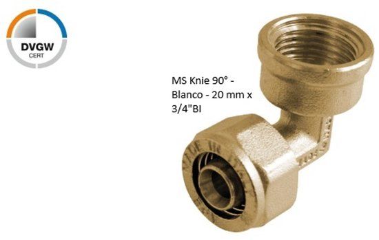 KIRCHHOFF MS Knie 90° - Blanco - 20 mm x 3/4"BI - Knelfitting Voor Meerlagen Buis