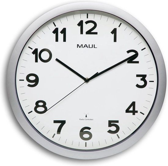 MAULstep Wandklok - Radiogestuurd - Zilver/Wit - 40cm