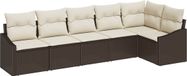 vidaXL Banc de jardin - Set - 6 - pièces - marron - et - blanc - poly - rotin