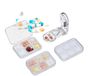 Relaxdays pillendoos, set van 3, 6 vakken, pillensnijder, wit