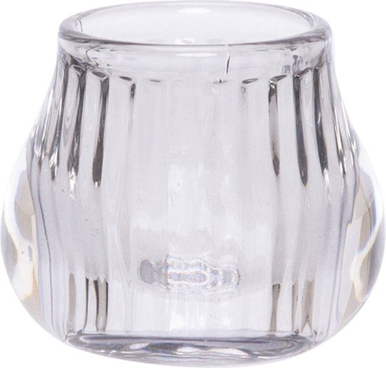 Cosy@Home Theelichthouder Grijs 8x8xH6,8cm Glas