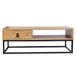 Home Deco Factory Hout en metaal Abbott Meubels Kantoor Salontafel, Bijzettafel, Polyester, Naturel Zwart, 100 x 50 x 36 cm