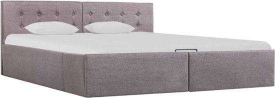 vidaXL Bedframe met hydraulische opslag stof taupe 160x200 cm