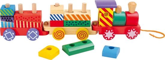 SFC Toys Trekfiguur / trekdier hout - houten trein (bright colours) - Houten speelgoed vanaf 1 jaar