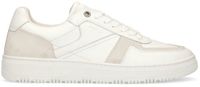 Manfield - Heren - Witte leren sneakers met suède details - Maat 47