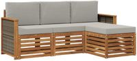 vidaXL Acacia Hout Bank Loungeset Naturel en Lichtgrijs 4-Zits