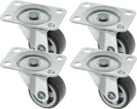 AMIG roue pivotante/roue de transport - 4x - D25mm - caoutchouc - capacité de charge 40kg - gris