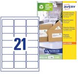 Avery España LR7160-15 zelfklevende etiketten, gerecycled, 315 etiketten, 63,5 x 38,1 mm, DIN A4, 15 vellen