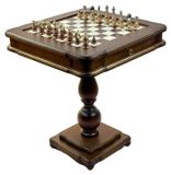 Italfama Luxe 2-en-1 set: Italfama schaakbord, schaakstukken van messing en hout (8 cm) en damstenen