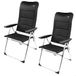 AKTIVE Set van 2 klapstoelen, 5 posities, zwart, voor terras, balkon, erf of tuin, 49 x 67 x 123 cm, van aluminium en polyester, gevoerd, kantelbeveiliging, max. 110 kg, klapstoelen, 85475
