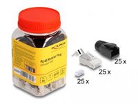 Delock RJ45 Modular Plug with strain relief Cat.6A, Cat.7 and bend protection boots 25 pcs set