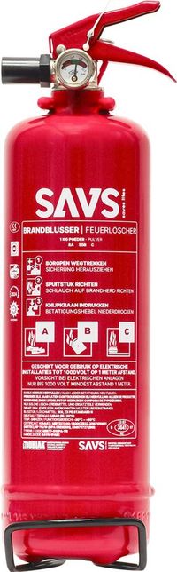 SAVS® Brandblusser poeder 1 kg - 8A 55B C - Met montagebeugel
