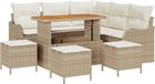vidaXL Tuinbank Set 9-delig Beige/Crèmewit